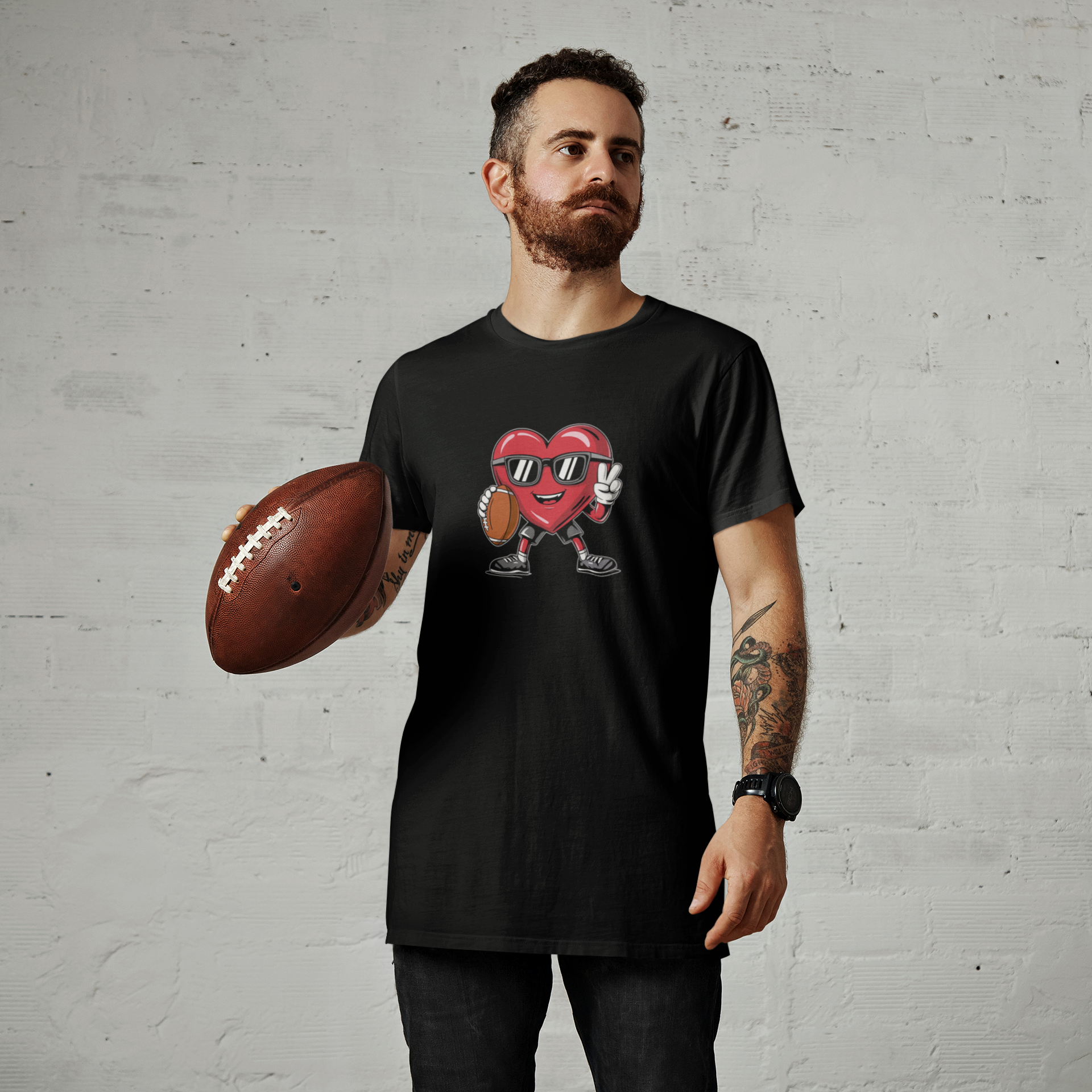 Heart Football T-Shirt